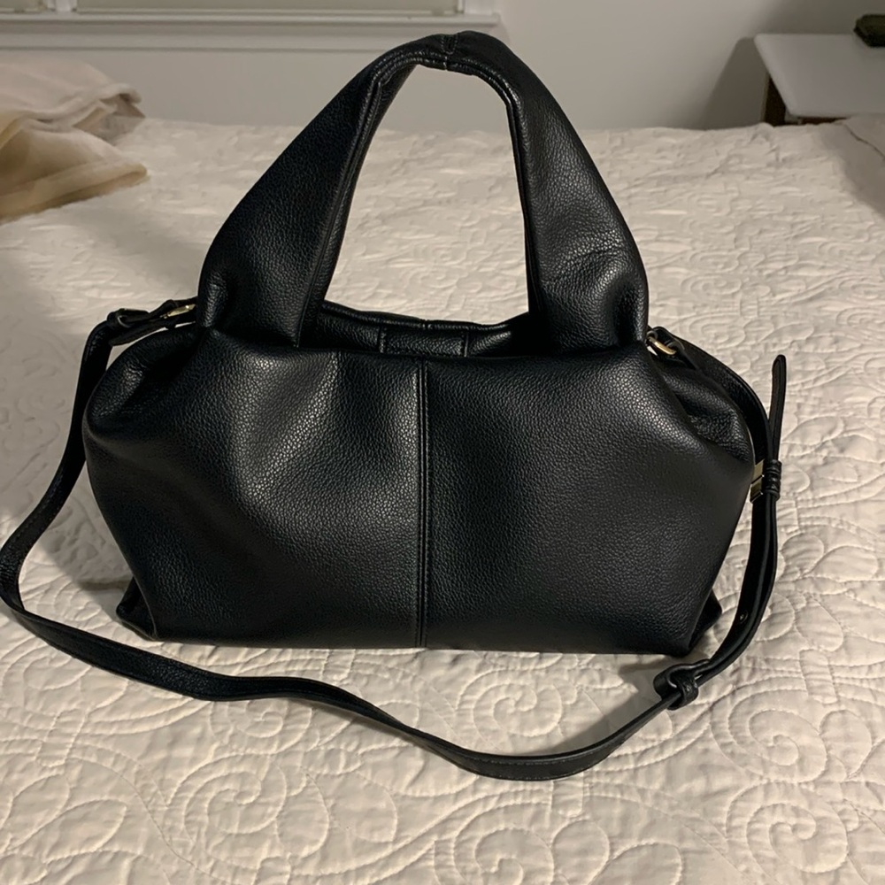 Black pebbled leather Dumpling Crossbody bag NEW